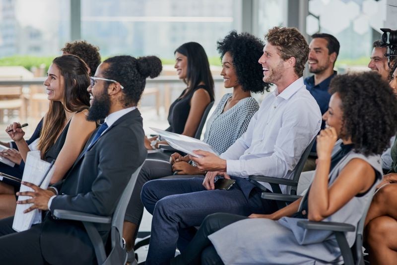 Group of professionals at a corporate training session.